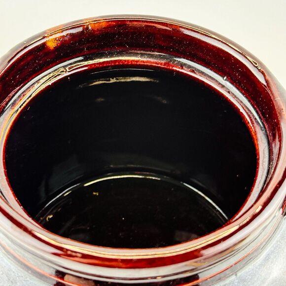 Vintage BROWN GLAZED BEAN POT WITH LID HANDLES USA Primitive Farmhouse Decor - Picture 11 of 16